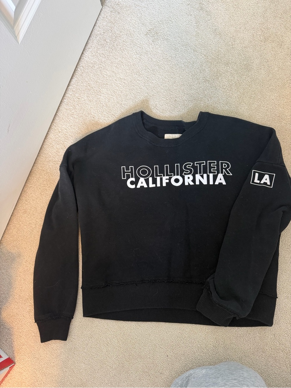 Hollister Black Women's Crewneck Sweatshirt with White California Logo